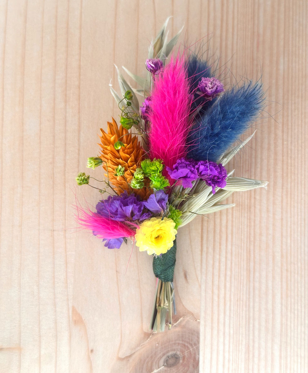 Boutonnière fleurs séchées multicolore