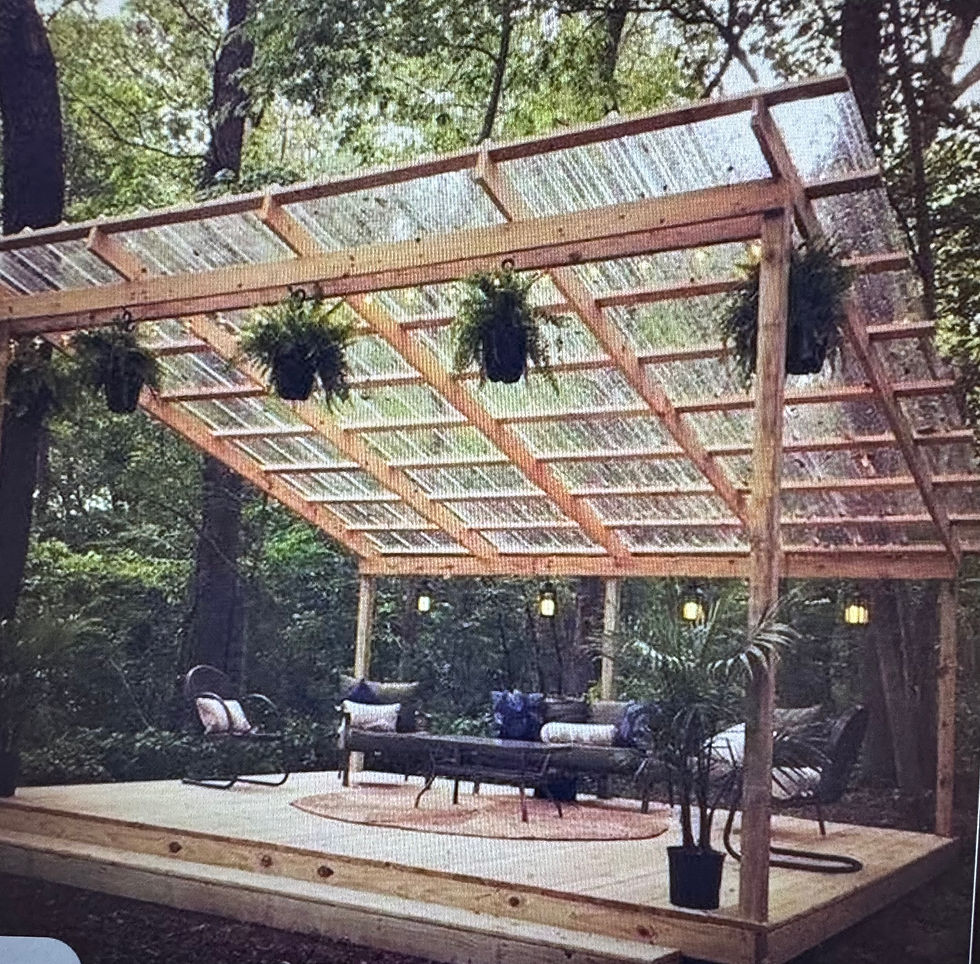 High angle view of a backyard patio layout with a cover sketch