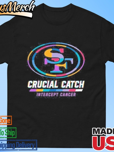 VenusMerch - Official San Francisco 49ers 2024 Crucial Catch Intercept Cancer Awareness T-Shirt