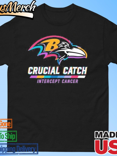 VenusMerch - Official Baltimore Ravens 2024 Crucial Catch Intercept Cancer Awareness T-Shirt