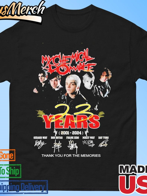 VenusMerch - Official My Chemical Romance 23 Years 2001-2024 Signature Thank You For The Memories Unisex T-shirts