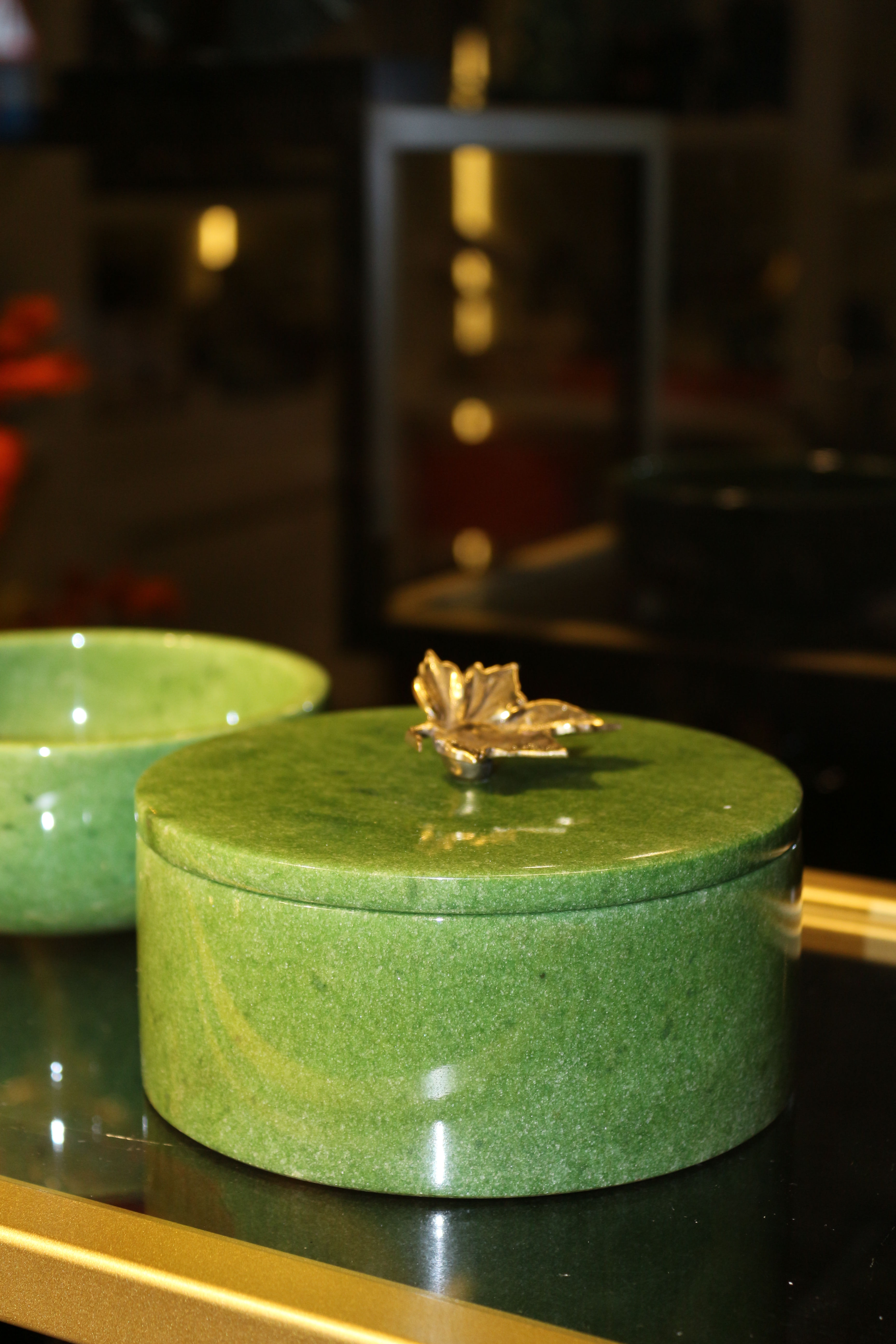 Yeşil Mermer Kutu Yaprak Detay 