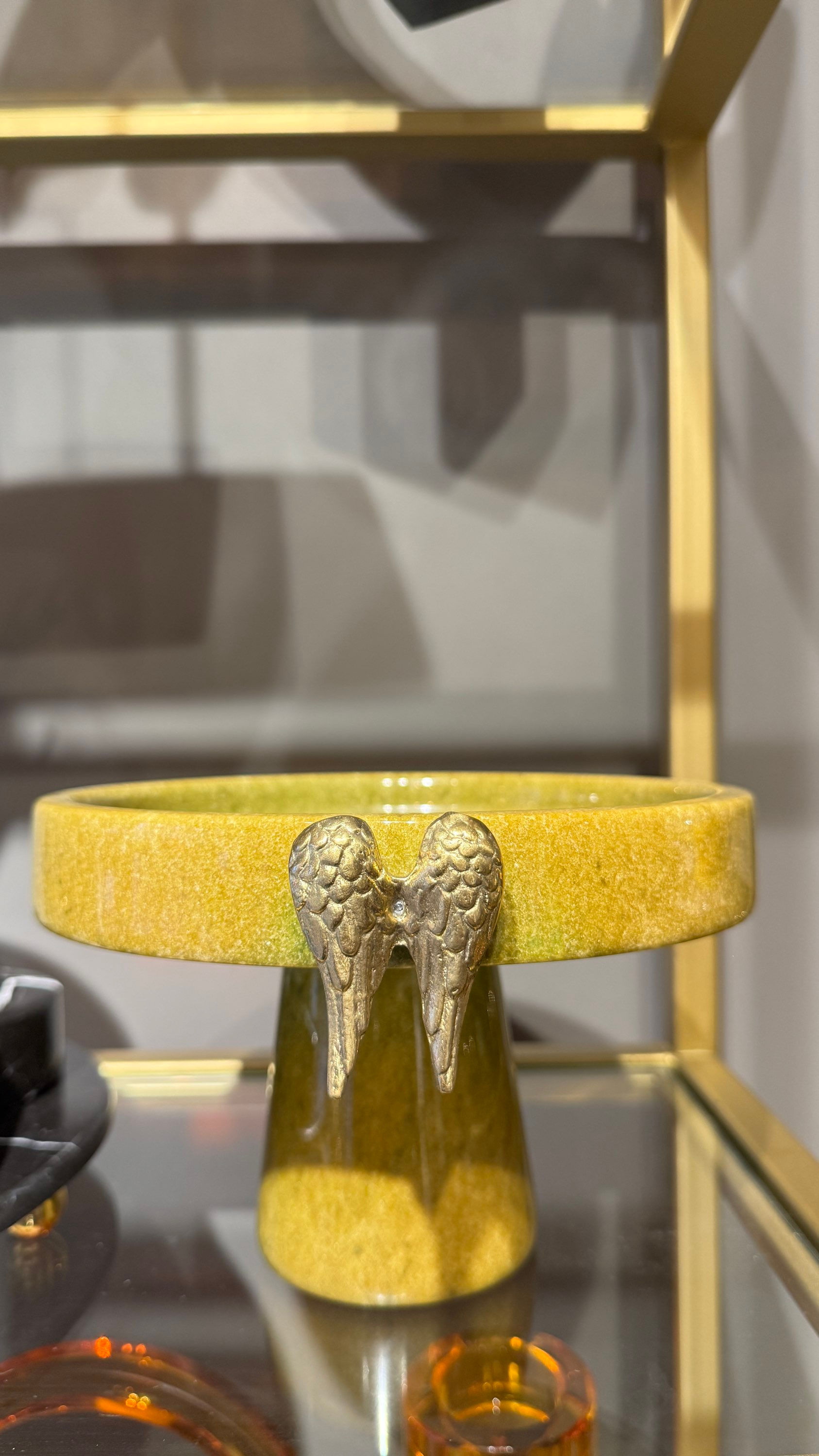 Yeşil mermer kanat detay ayaklı sunumluk 