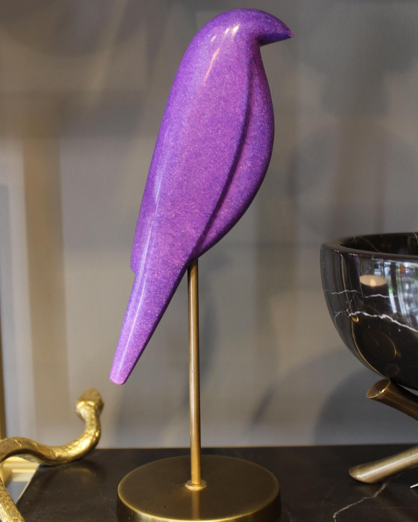 Mermer kuş obje mor