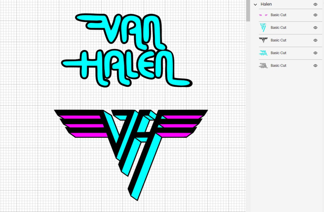 easy cutting file, svg file , png, eps, van halen cut files