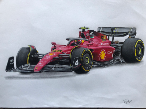 Colorful drawing of Ferrari Formule 1 car