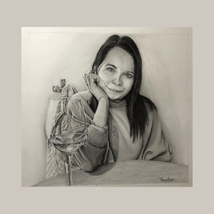 Ruslana Telendii portrait drawing met border
