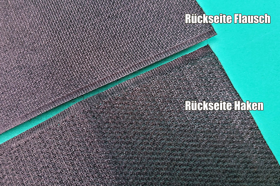 Miniaturbild: Die Rückseiten des 50mm Klettbands: Sie bestehen aus festem Stoff Gewebe. Kein Plastik, keine Klebefläche.
