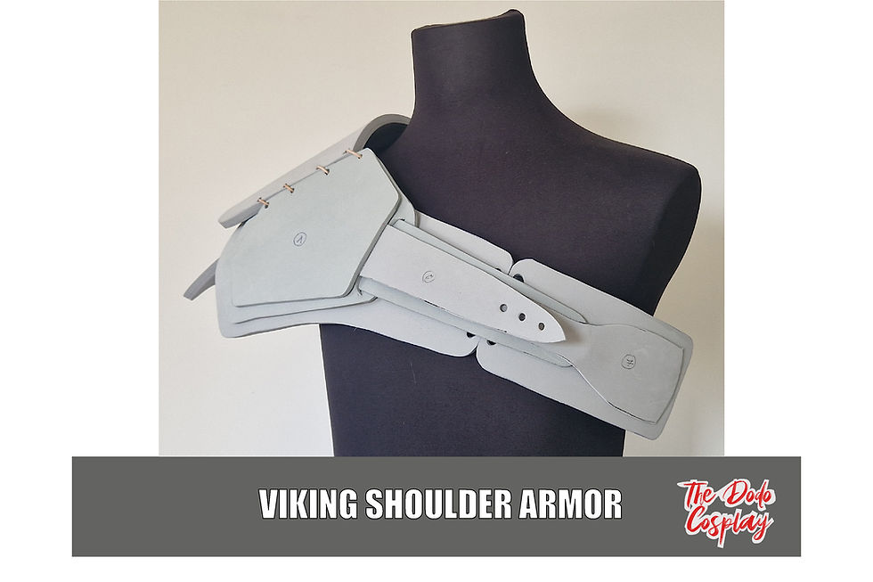 Vorschau der fertig gebauten Viking Shoulder auf einer Puppe