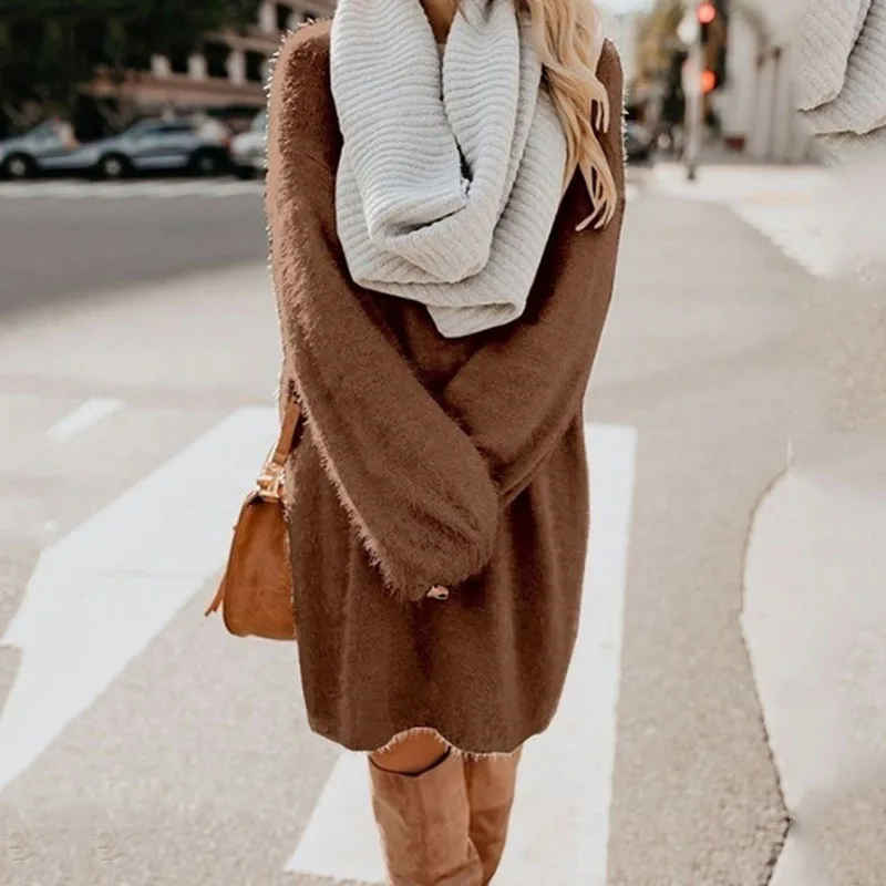 Thumbnail: New Autumn and Winter Sweaters Pregnant Dress Female Long-Sleeved Thick Knit Dre