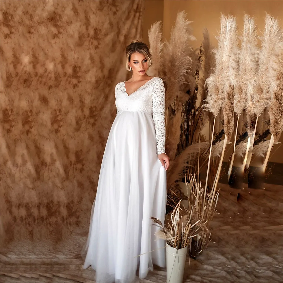 Thumbnail: Lace White Maternity Dresses for Baby Shower Sexy Pregnancy Photo Shoot Maxi Gow