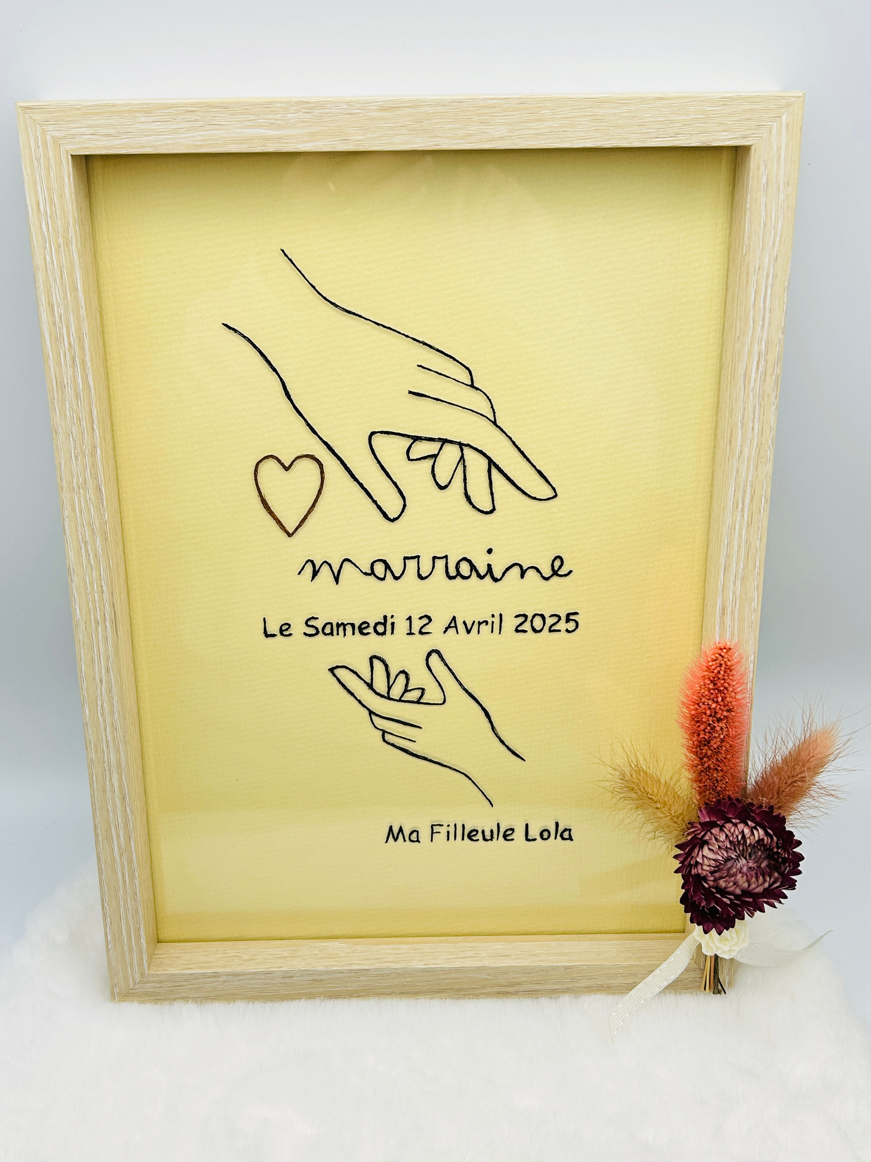 Le cadre Parrain ou Marraine baptême gravé et personnalisé