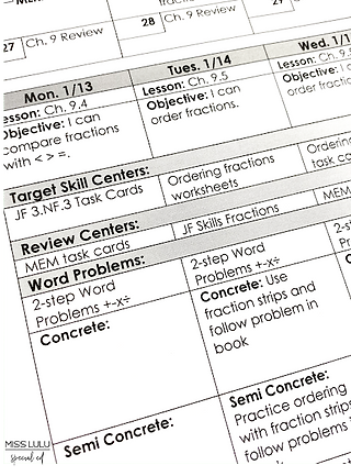 math lesson plans centers