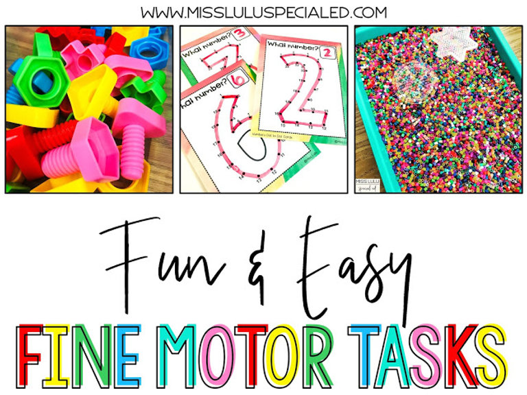 Simple Motor Task Examples FUN & EASY FINE MOTOR TASKS