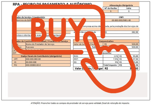 Recibo Rpa Modelo RPA - RECIBO EDITÁVEL | Élis Adm Cond