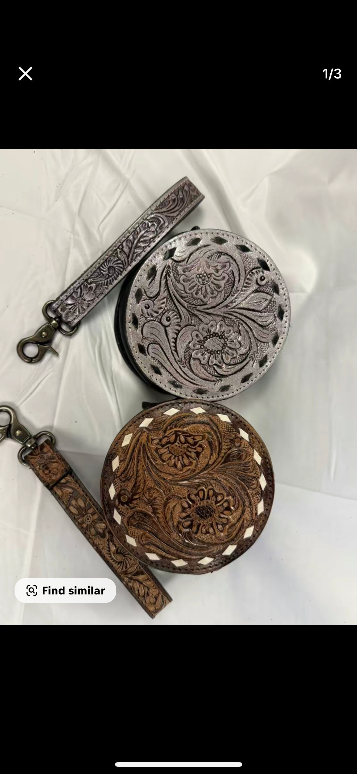 Tooled Leather Round Coin Purses
