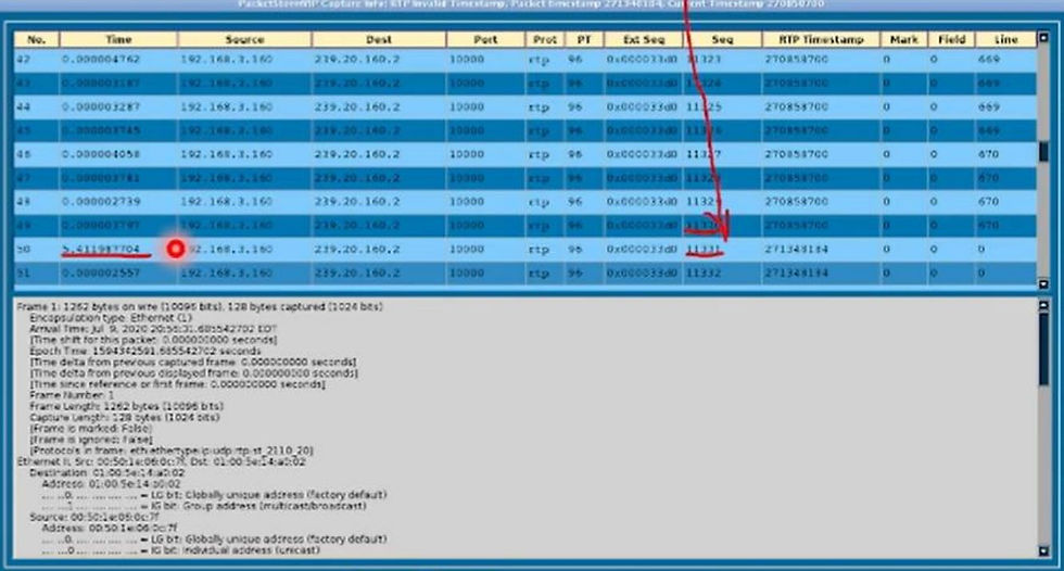 Figure 3 – Packet Capture before & after Error