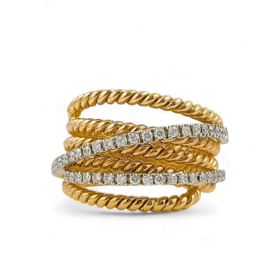 Thumbnail: Anello da donna intrecciato in oro rosa e diamanti