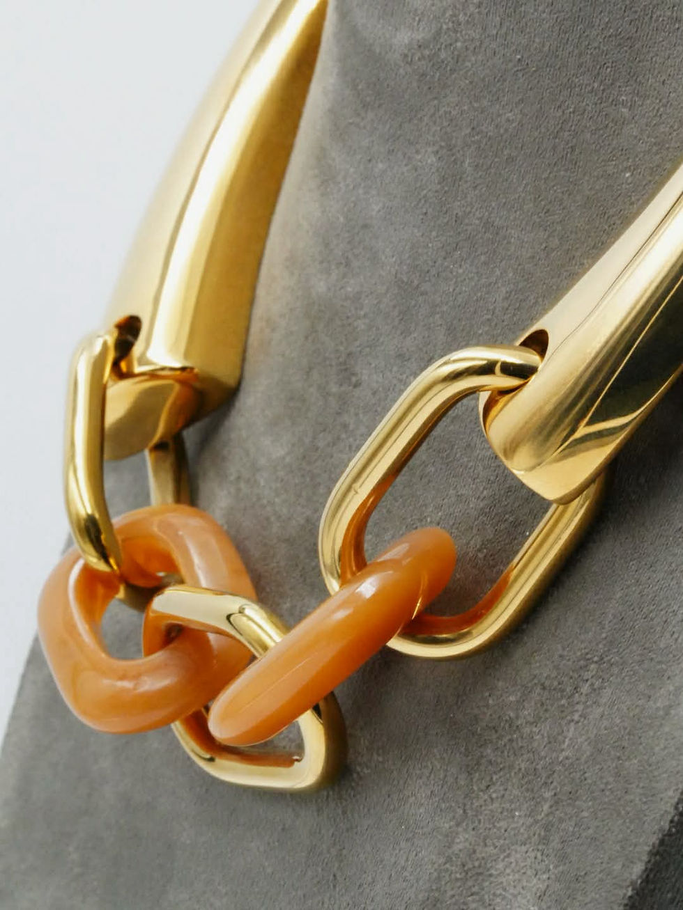 Thumbnail: Girocollo Grande dorato con resina - Zag Bijoux