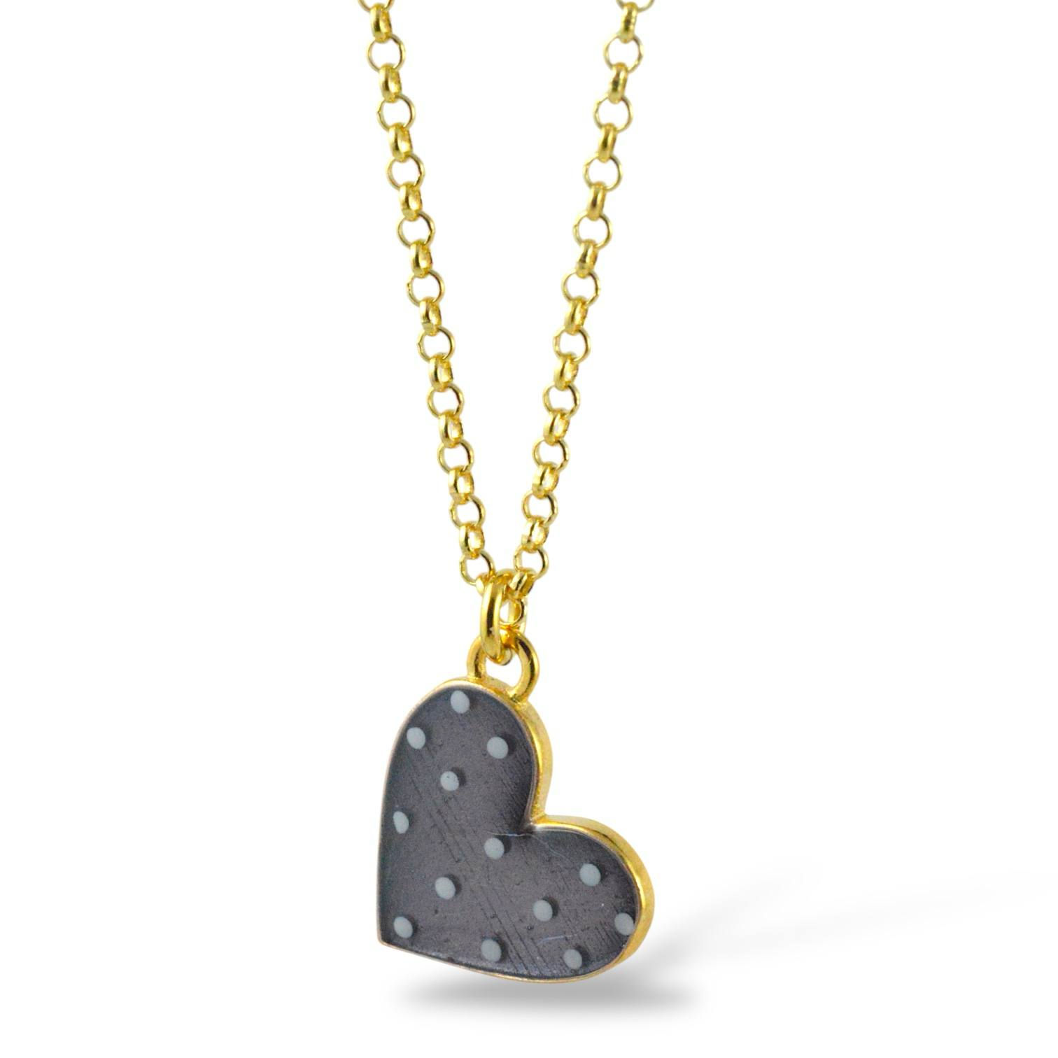 Collana con cuore pois in argento e smalti