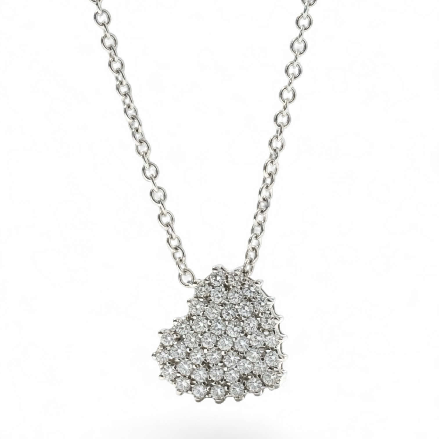Girocollo in Oro Bianco 18 Carati con Cuore di Diamanti
