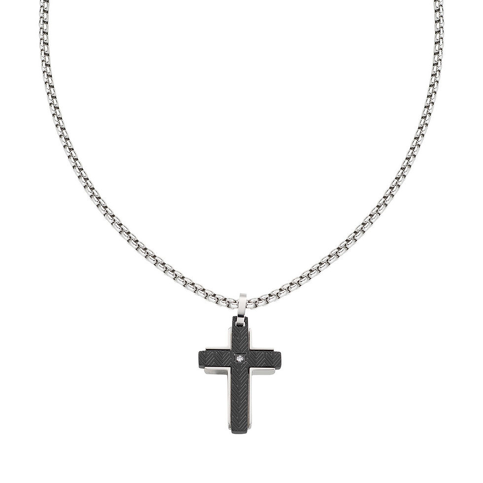 Collana Croce in Acciaio e Zircone - ACCL107