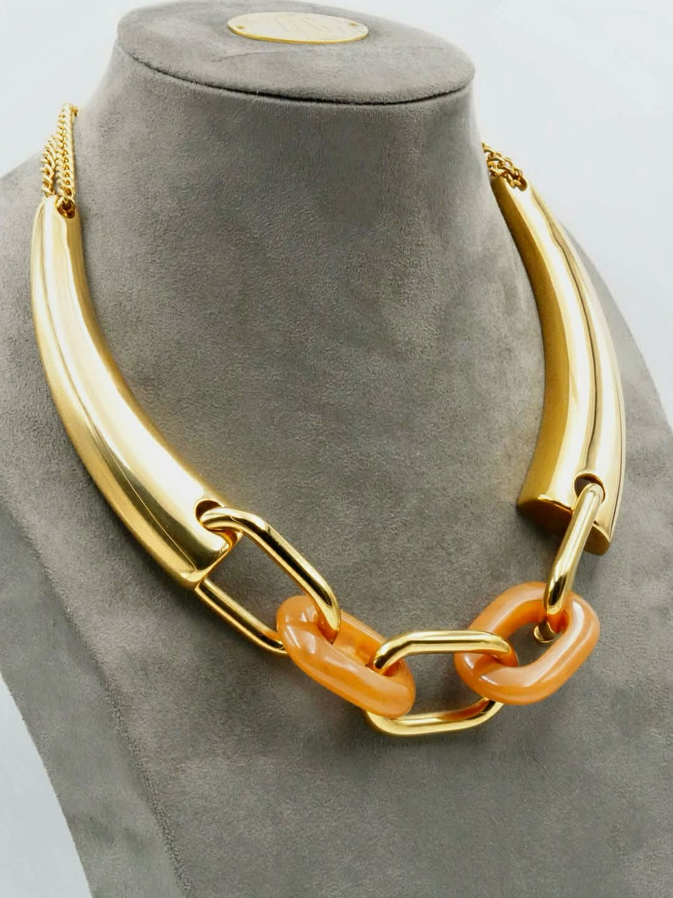 Thumbnail: Girocollo Grande dorato con resina - Zag Bijoux