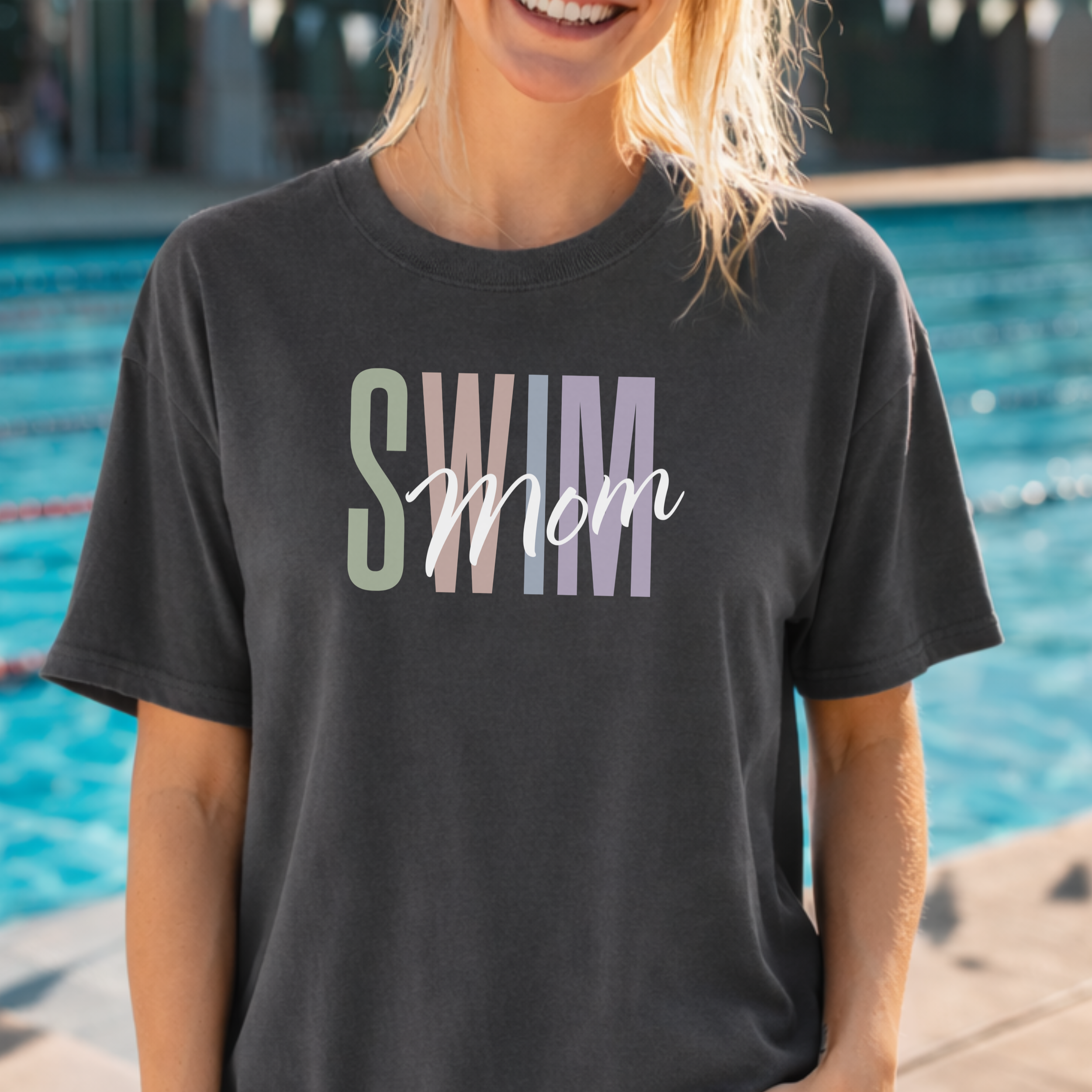 Swim Mom Pastel Graphic Tee