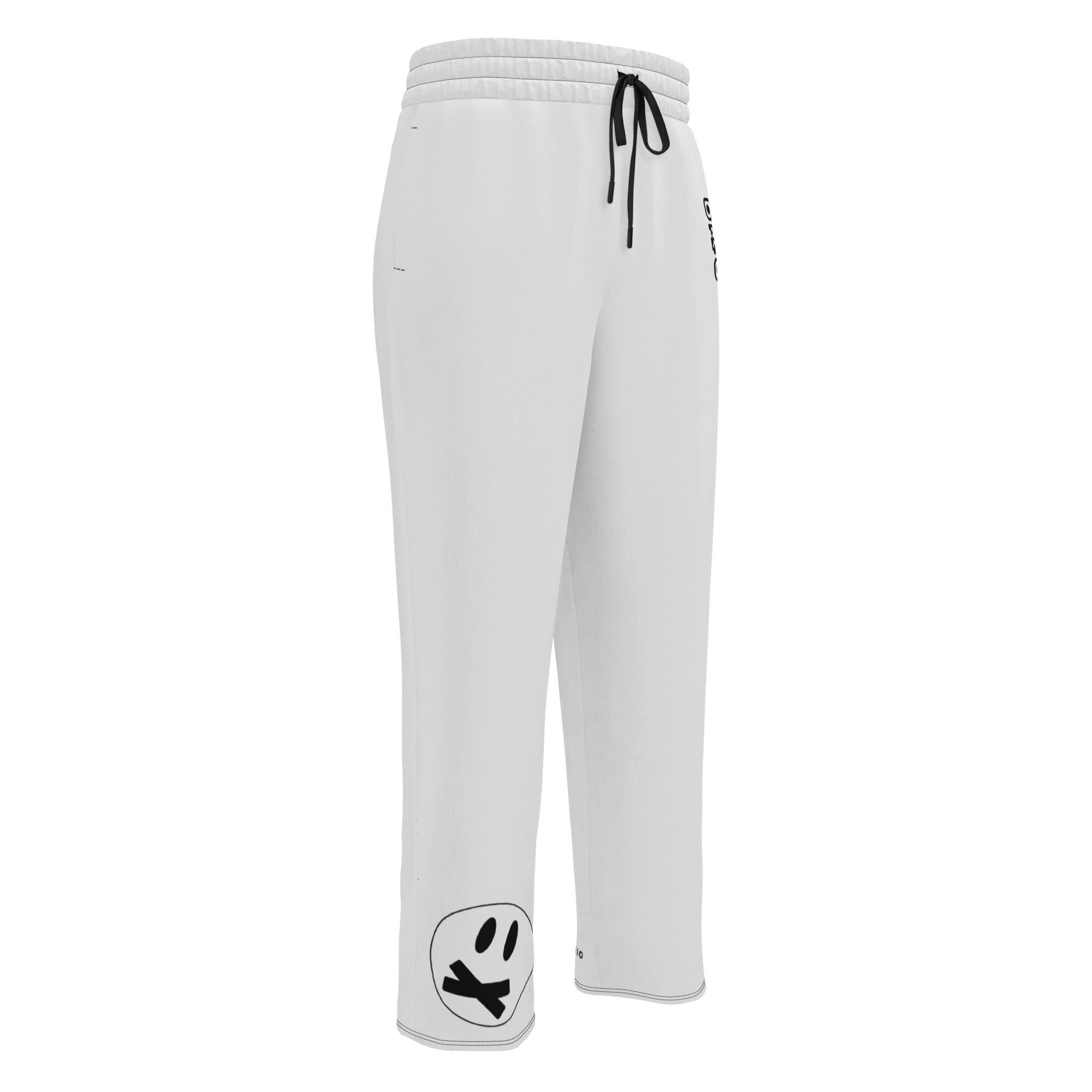 White Sweats w Black Print