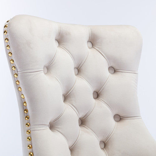 Thumbnail: Velvet Fabric Tufted Button Home Office Chair, Adjustable Office Chair Swivel Of