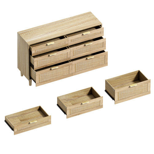Thumbnail: Rattan Dresser With Drawers, 6 Drawer Dresser For Bedroom, Clothes Storage Cabin