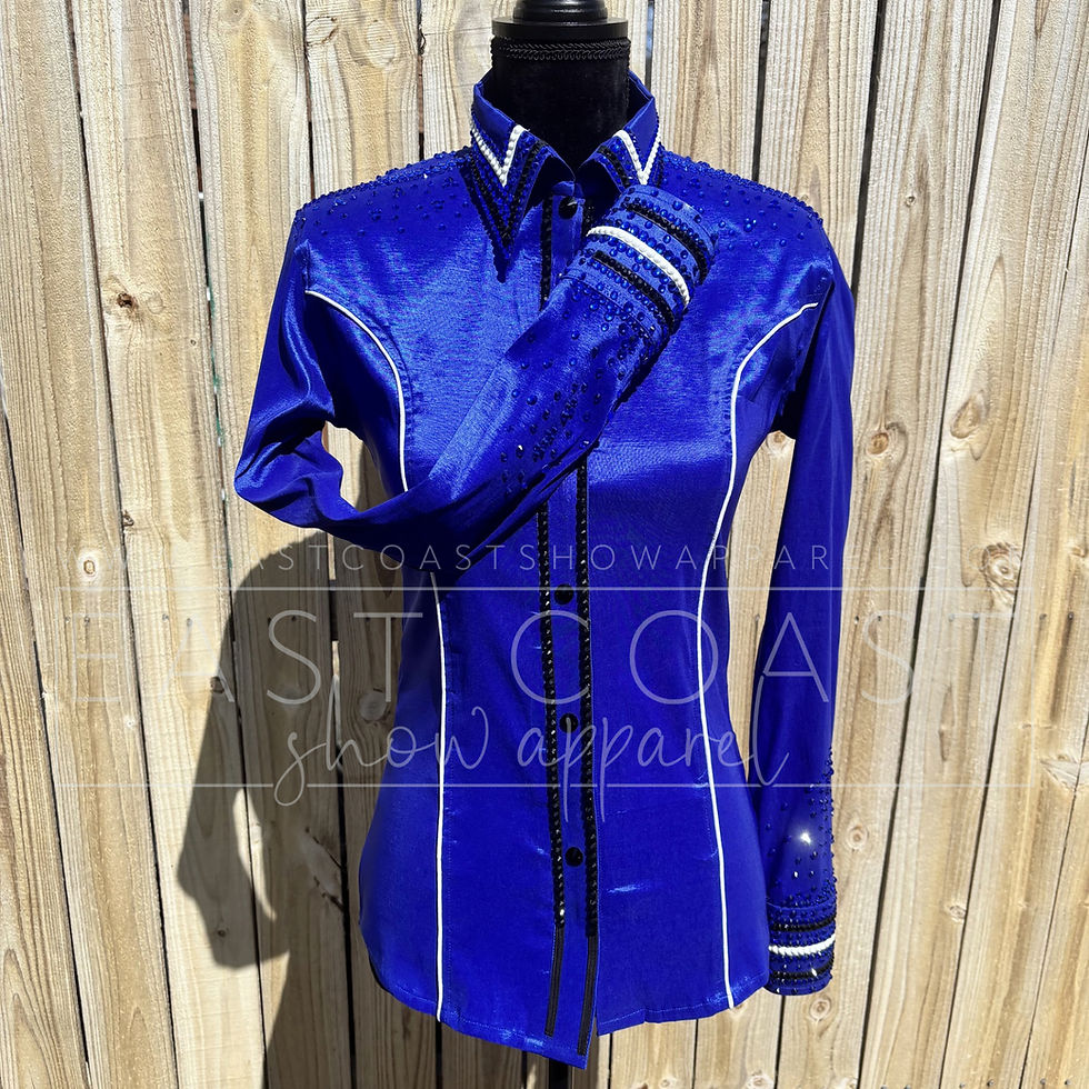 Thumbnail: Ladies Royal Blue Taffeta Fitted Show Shirt - Small