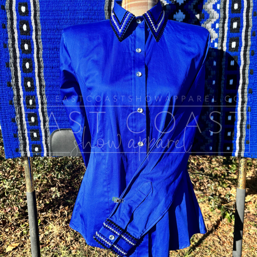 royal blue dress shirt for woman Air Force Academy Mom Short Sleeve Button Up