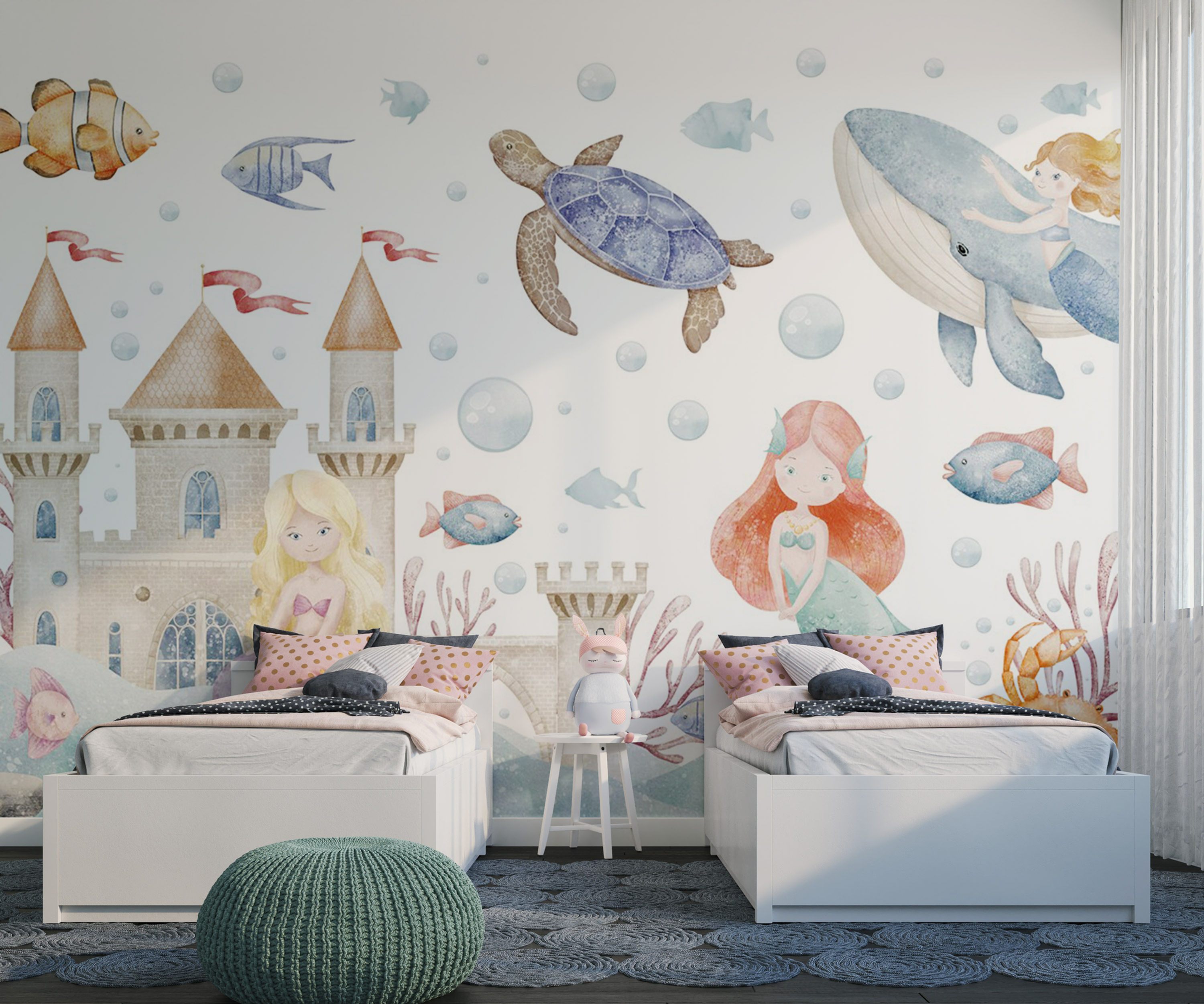 Deniz Altı Canlıları Çocuk Odası Duvar Kağıdı