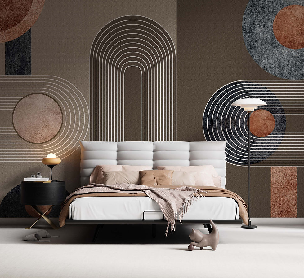 Küçük resim: Minimalist Geometrik Desenli Kahverengi Bej Duvar Kağıdı