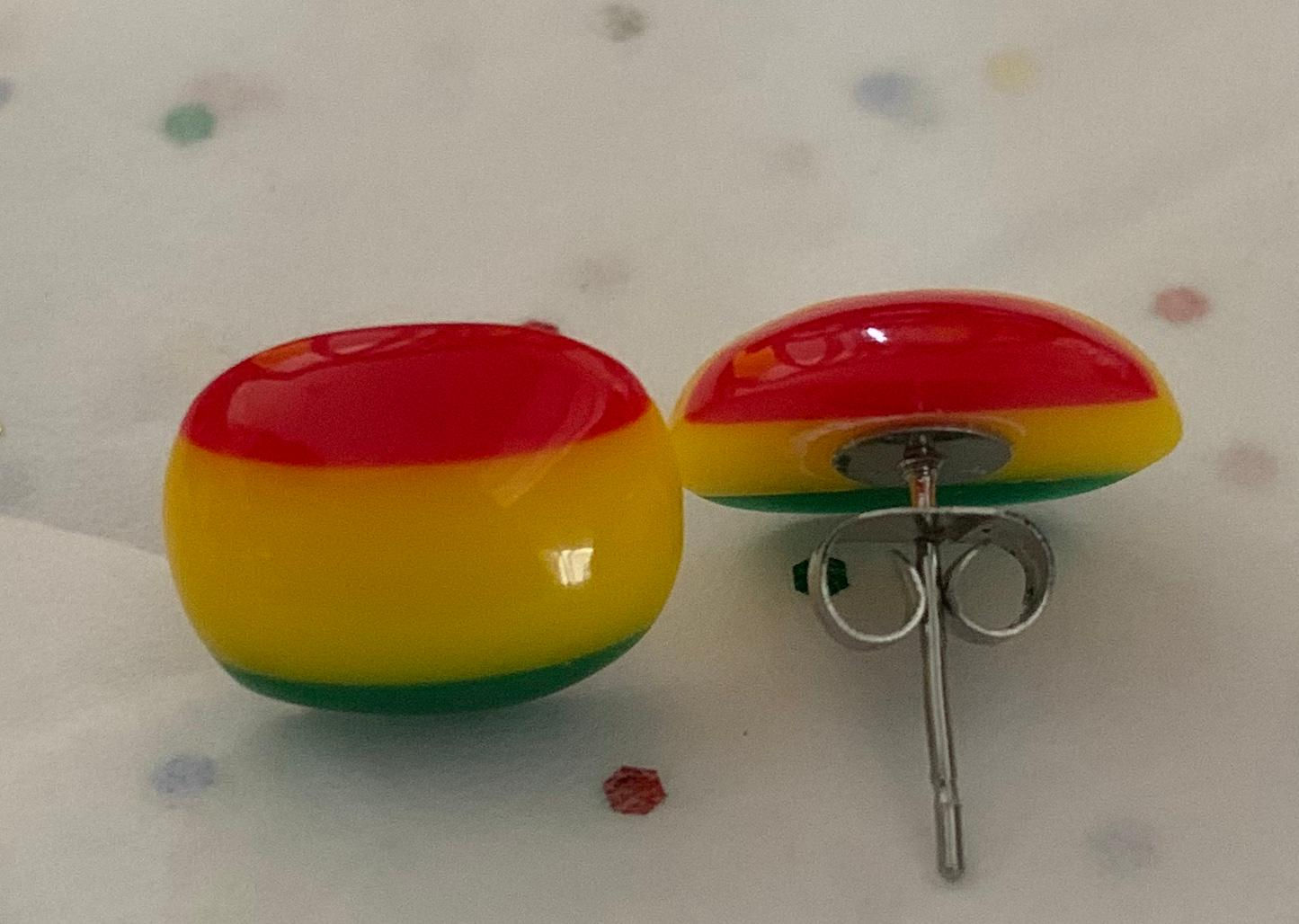 Rasta Color Red, Green, Gold Stud