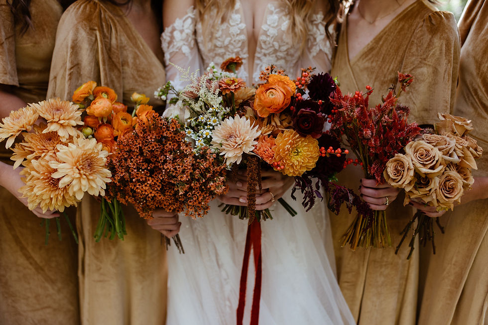 Fall mono-bloom wedding bouquets
