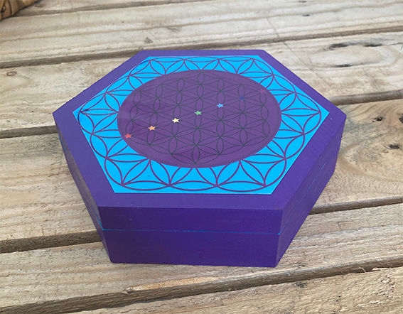 Miniature : Boite hexagonale Fleur de vie 
Lithothérapie. Recharger ses minéraux. Purifier. Nettoyer ses pierres. Ranger ses cristaux
