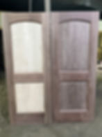 (MTO) Solid Hardwood Walnut Int/Ext Doors: Walnut/Curly Maple Raised Panels