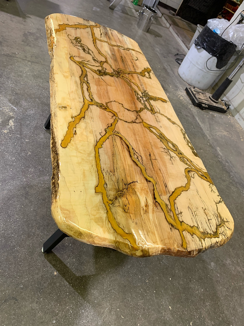 Thumbnail: Lichtenberg Spalted Maple Live Edge Table (Gold)