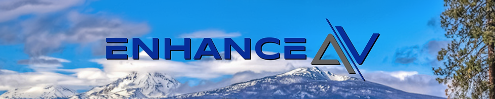 Enhance AV Logo Banner with 3 sisters mountains in the back ground