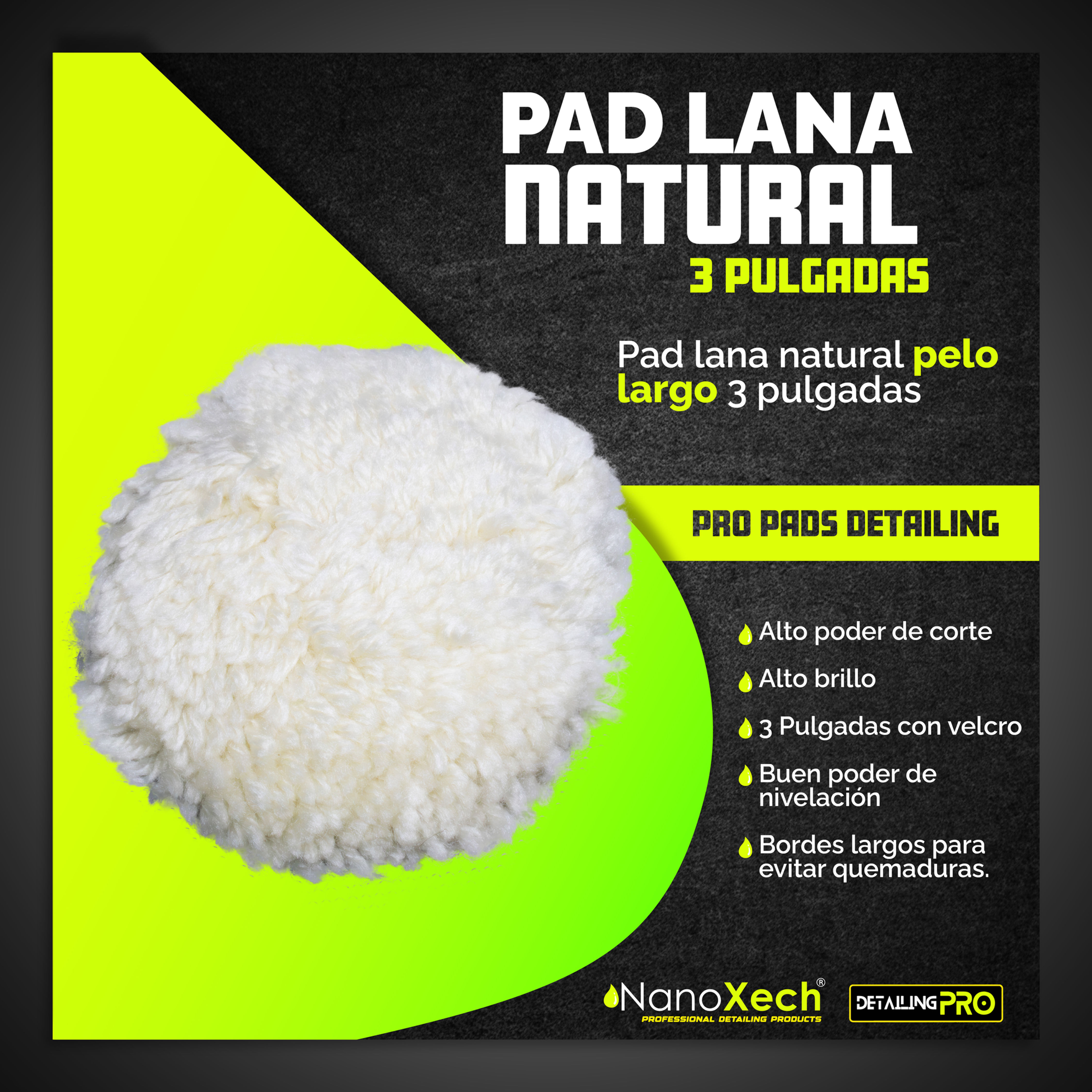 Pad lana natural 3 pulgadas