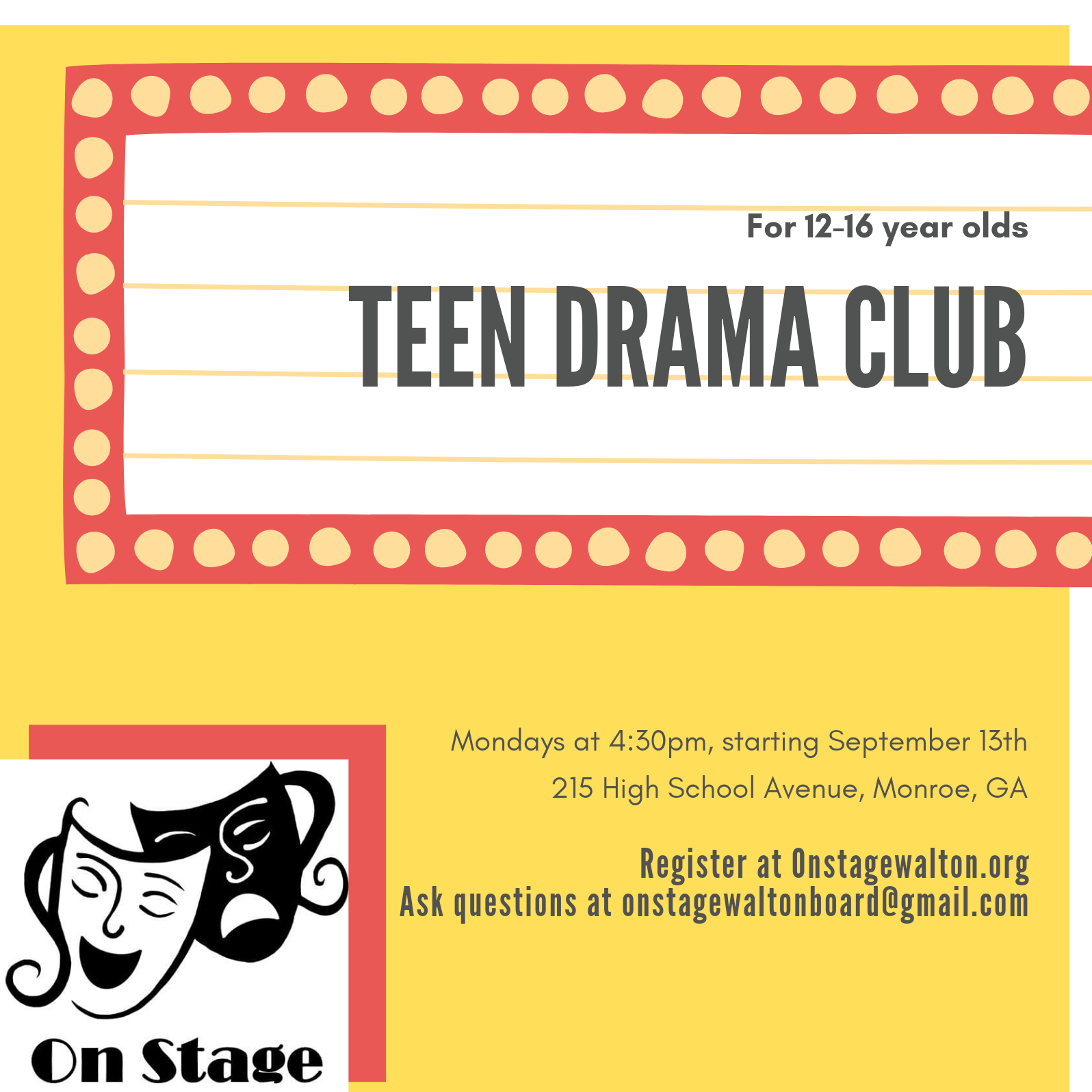 Teen Drama Club - Monthly Dues