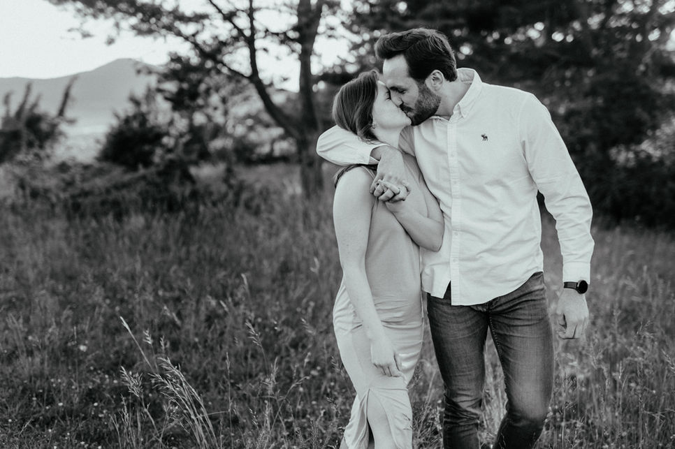 Pärchen küssen sich auf der Wiese