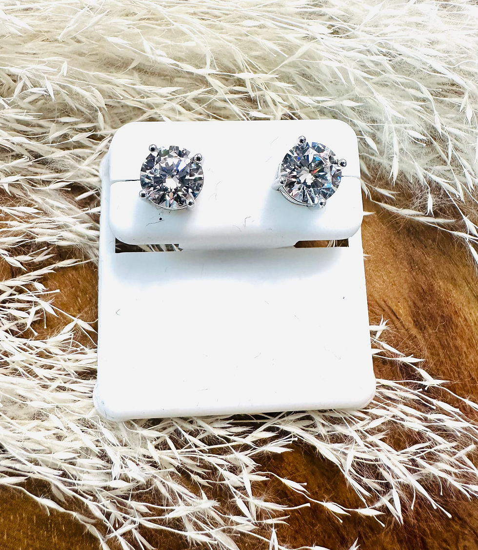Silver Round Diamond Stud