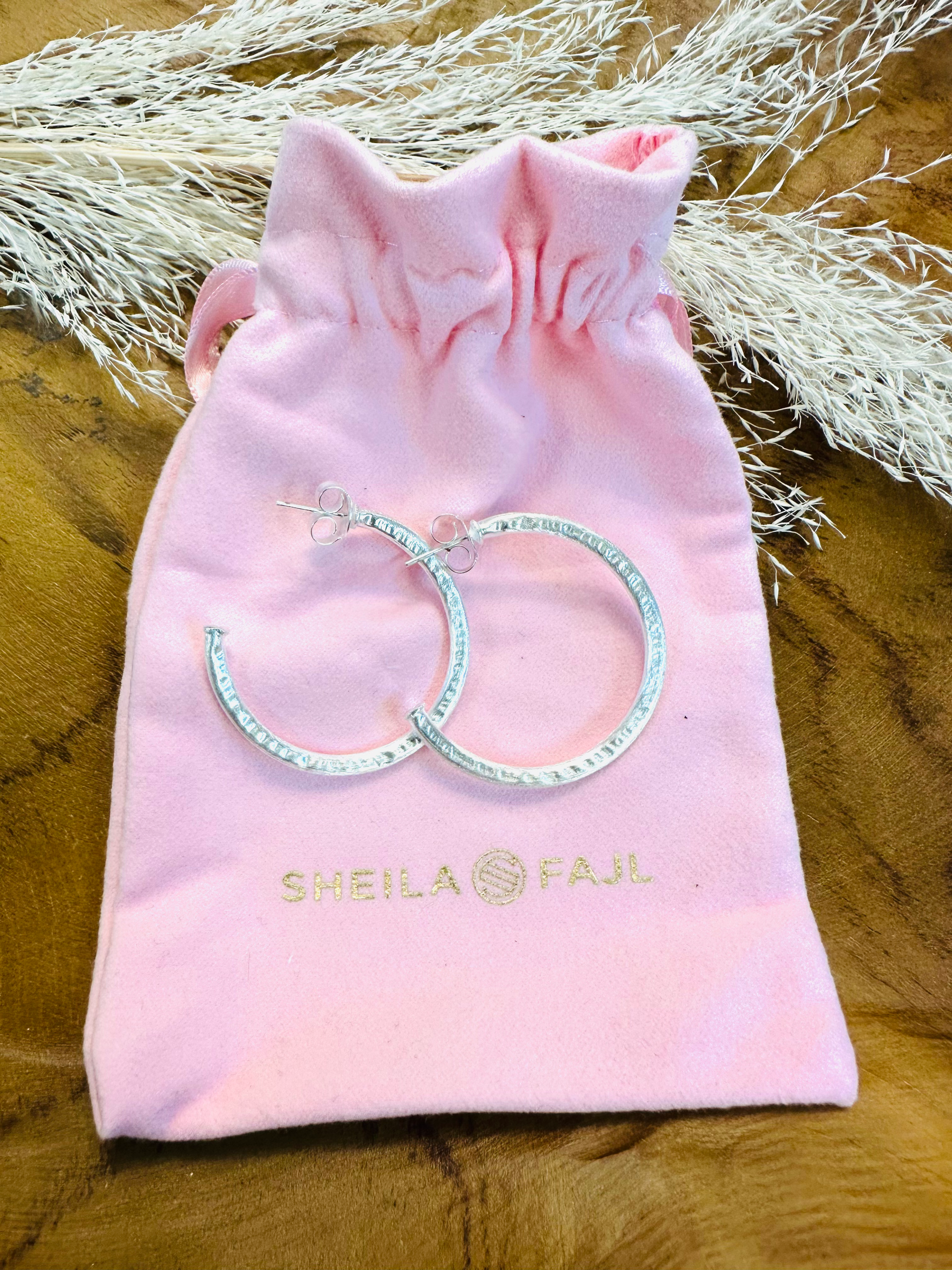 Sheila Fajl Petite Hammered Everybodys Favorite Hoops- Brushed Silver