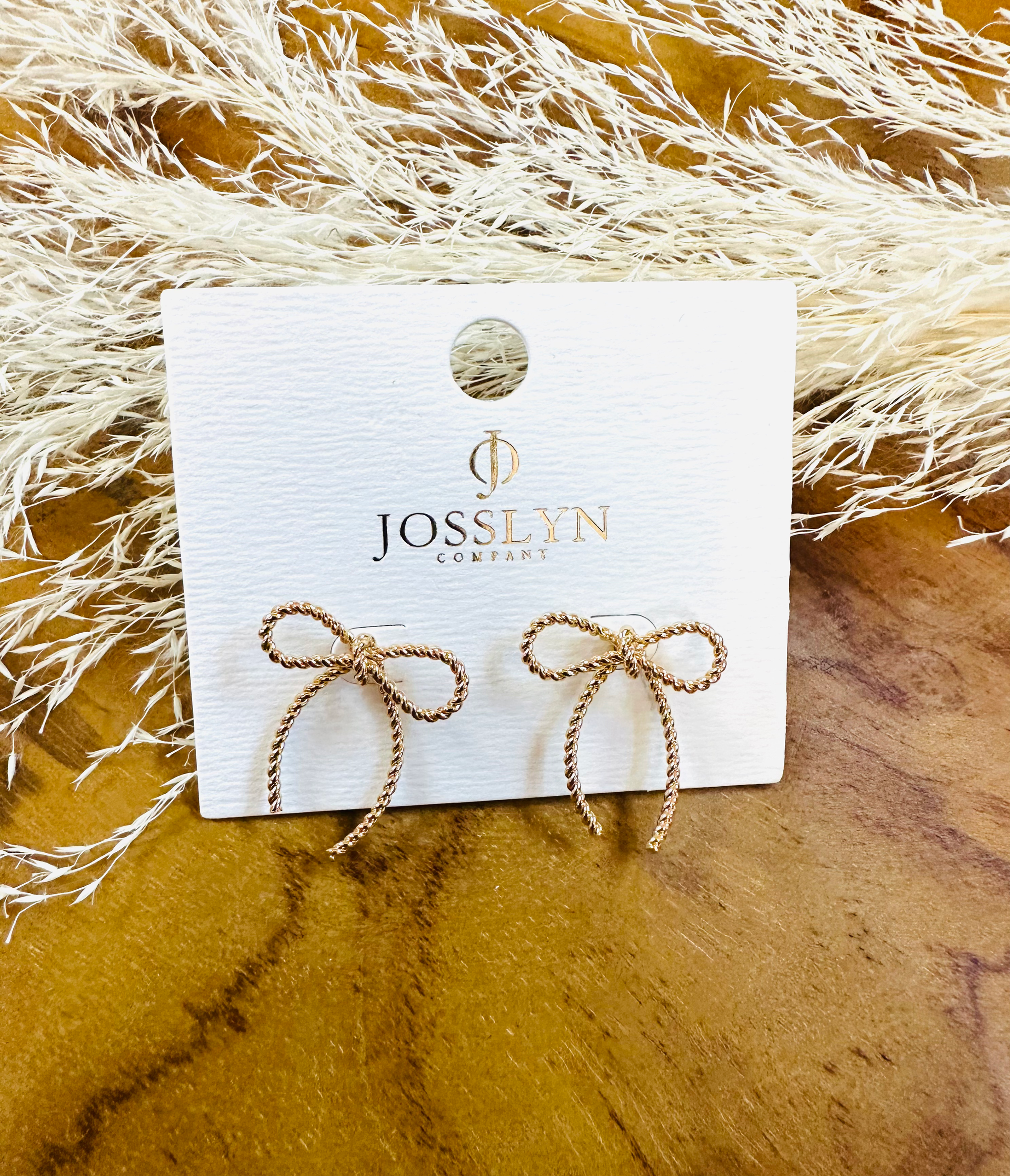 Rope Bow Design Stud Earrings - Gold