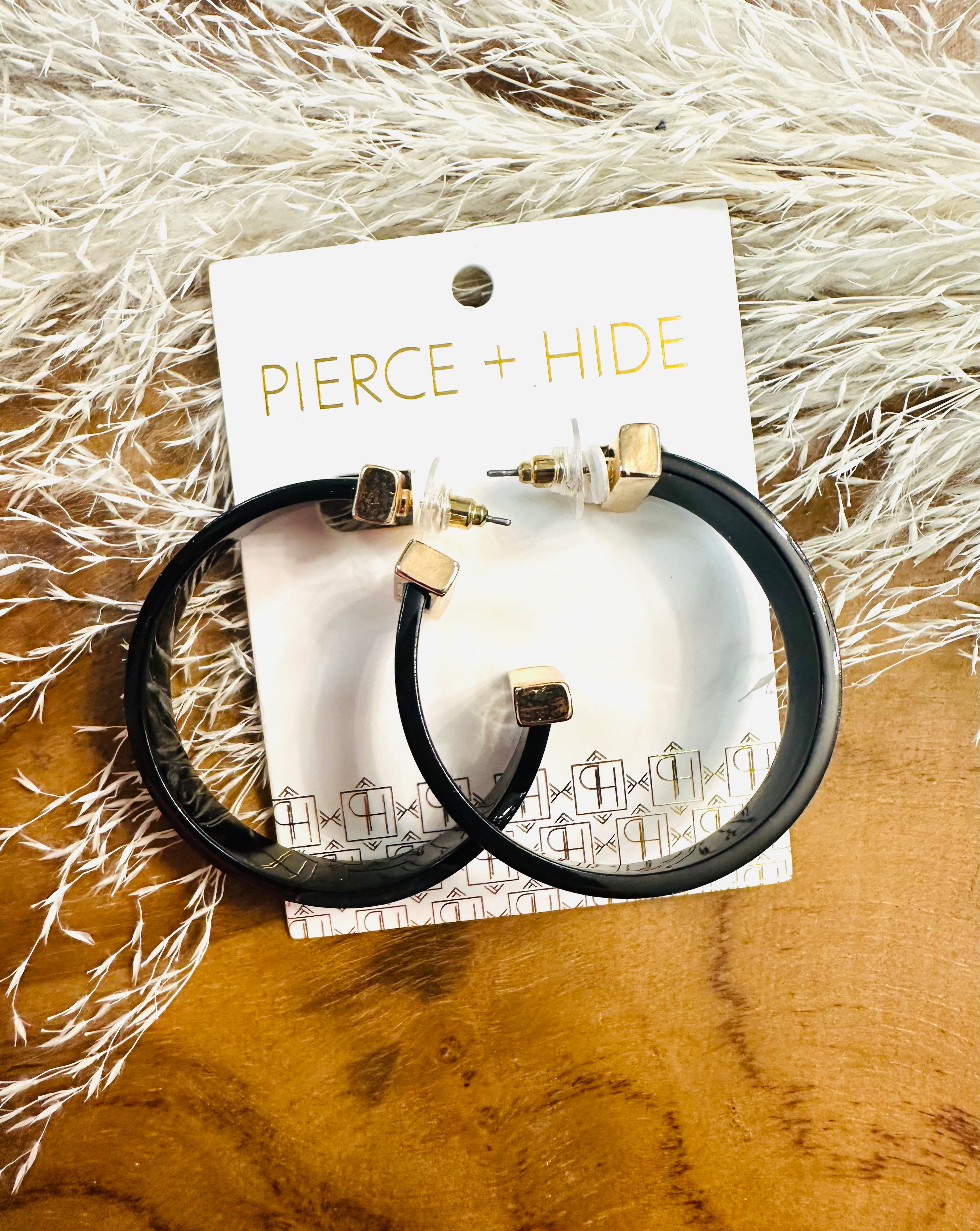 Black And Gold Statement Hoop Earrings