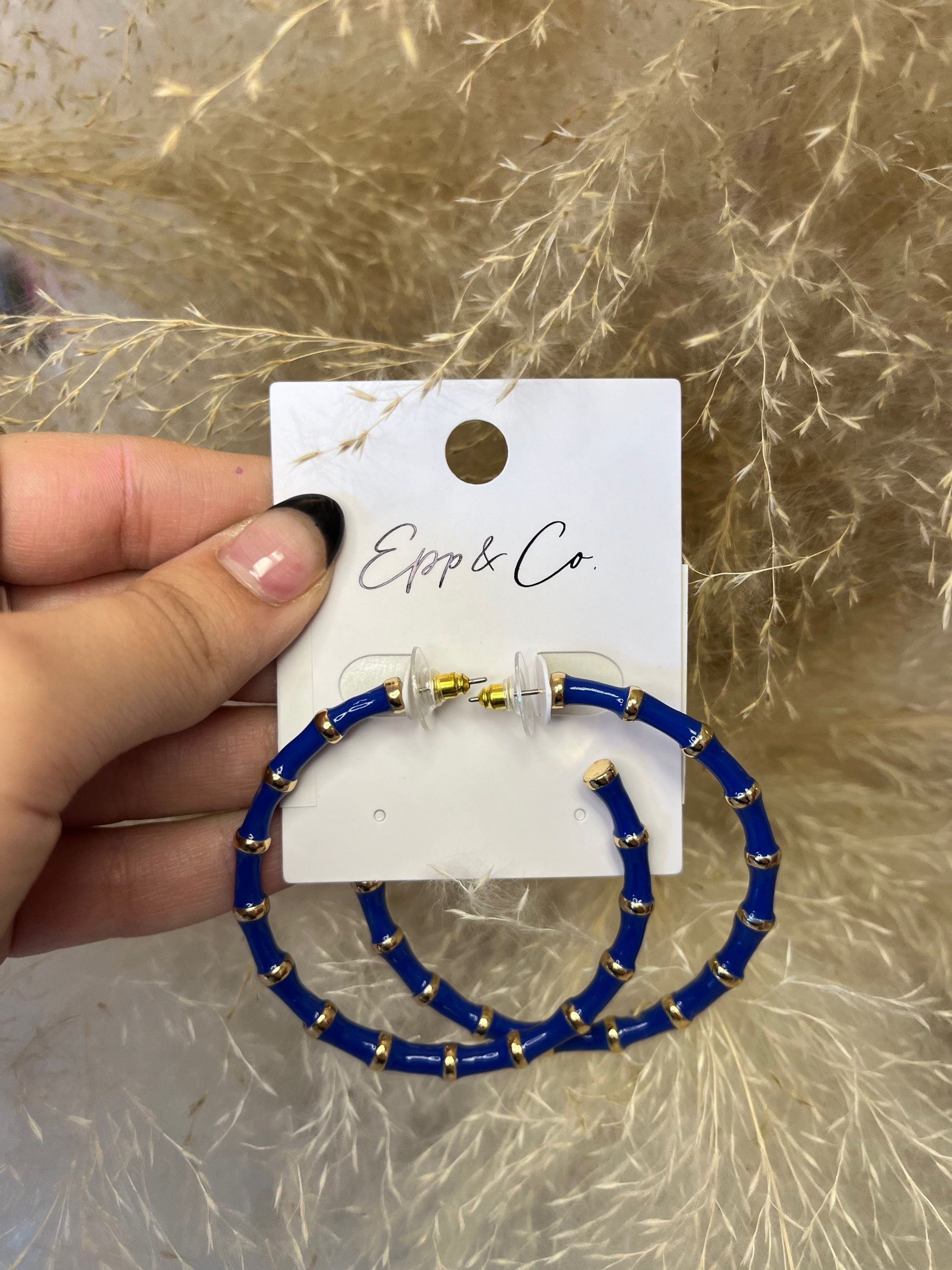 Blue Large Bamboo Hoops