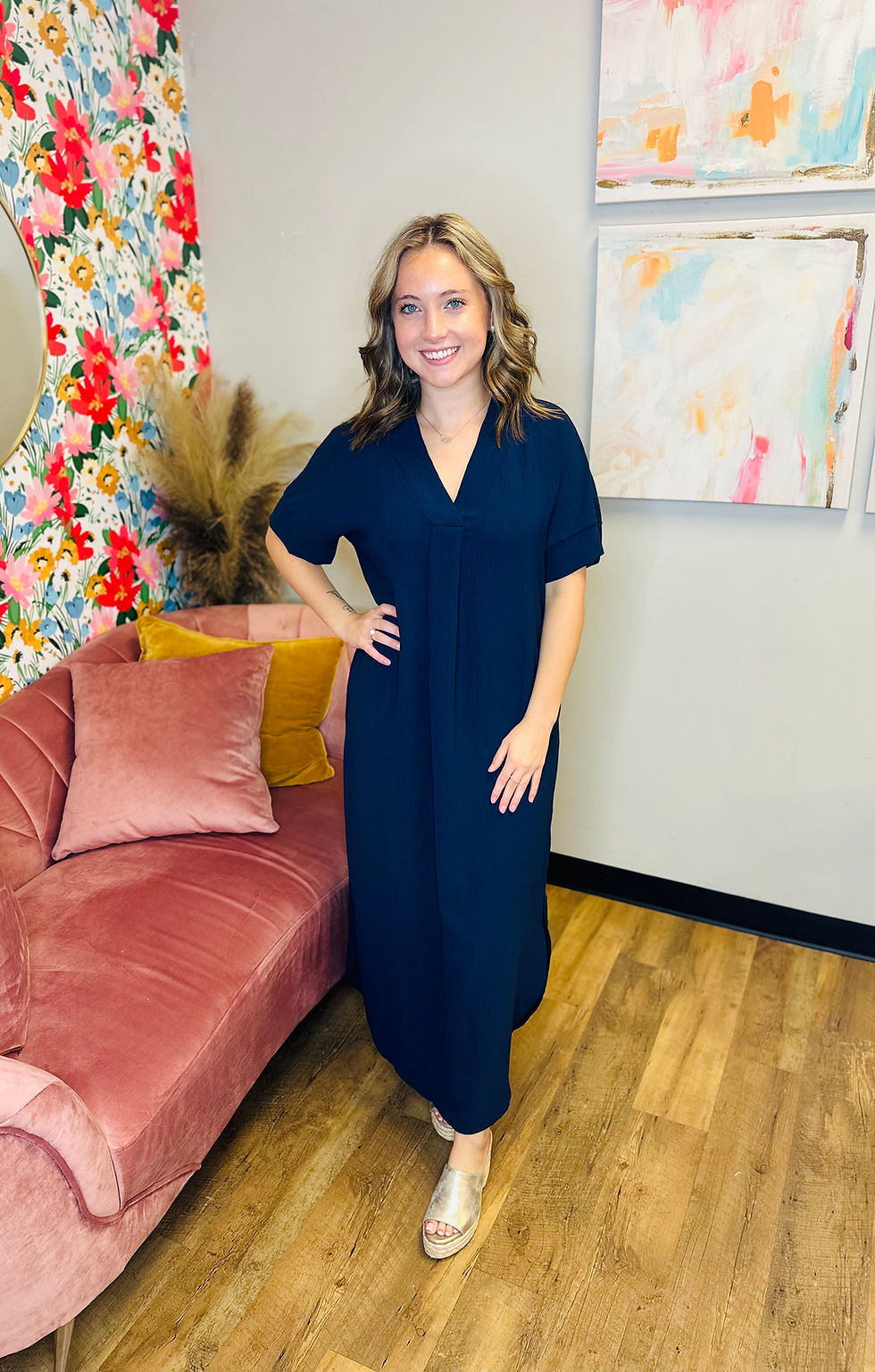 Natalia In Navy Maxi Dress